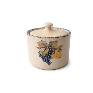 Home and Garden Party Stoneware FRUIT Crock Trinket Candy Pot with Lid